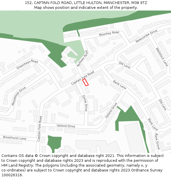 152, CAPTAIN FOLD ROAD, LITTLE HULTON, MANCHESTER, M38 9TZ: Location map and indicative extent of plot