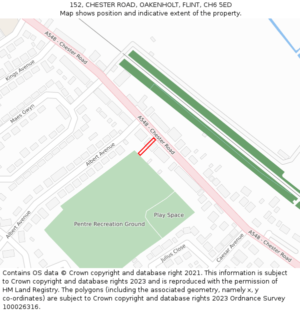 152, CHESTER ROAD, OAKENHOLT, FLINT, CH6 5ED: Location map and indicative extent of plot