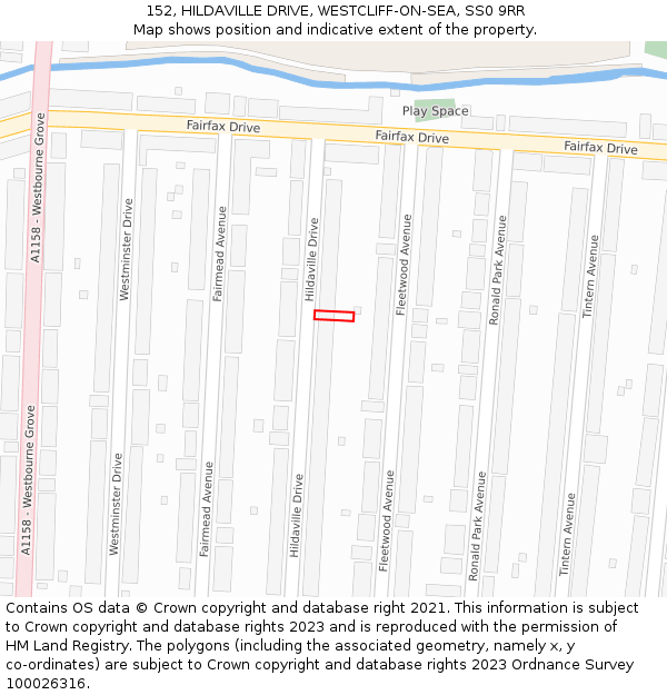 152, HILDAVILLE DRIVE, WESTCLIFF-ON-SEA, SS0 9RR: Location map and indicative extent of plot