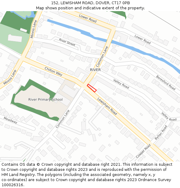152, LEWISHAM ROAD, DOVER, CT17 0PB: Location map and indicative extent of plot