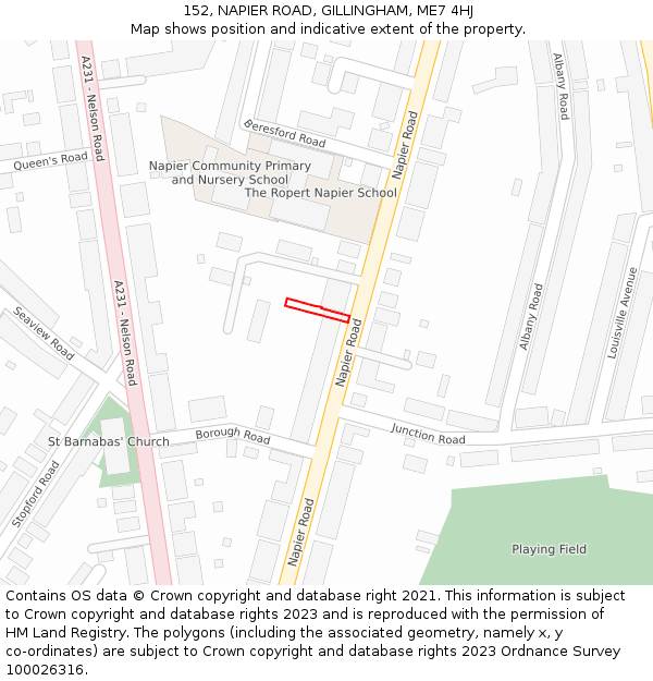 152, NAPIER ROAD, GILLINGHAM, ME7 4HJ: Location map and indicative extent of plot