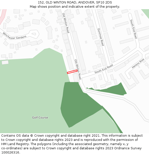 152, OLD WINTON ROAD, ANDOVER, SP10 2DS: Location map and indicative extent of plot