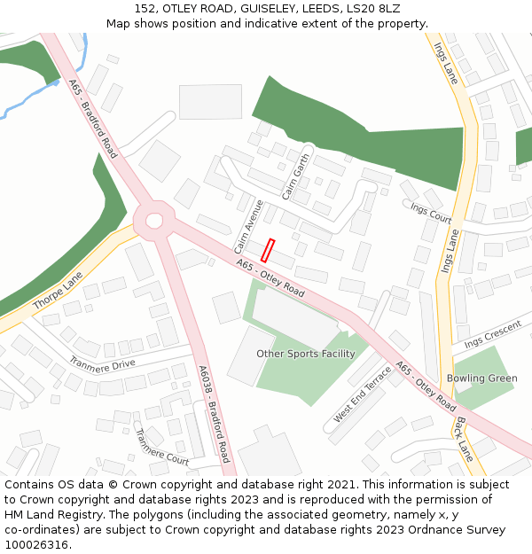 152, OTLEY ROAD, GUISELEY, LEEDS, LS20 8LZ: Location map and indicative extent of plot