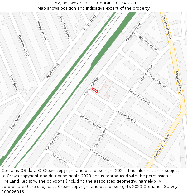 152, RAILWAY STREET, CARDIFF, CF24 2NH: Location map and indicative extent of plot
