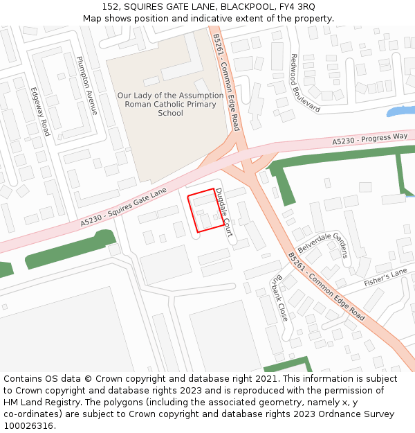152, SQUIRES GATE LANE, BLACKPOOL, FY4 3RQ: Location map and indicative extent of plot