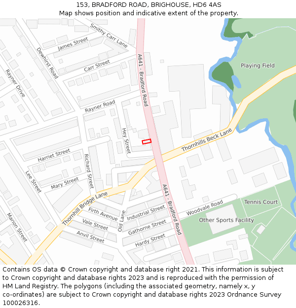 153, BRADFORD ROAD, BRIGHOUSE, HD6 4AS: Location map and indicative extent of plot