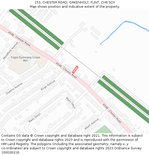 153, CHESTER ROAD, OAKENHOLT, FLINT, CH6 5DY: Location map and indicative extent of plot