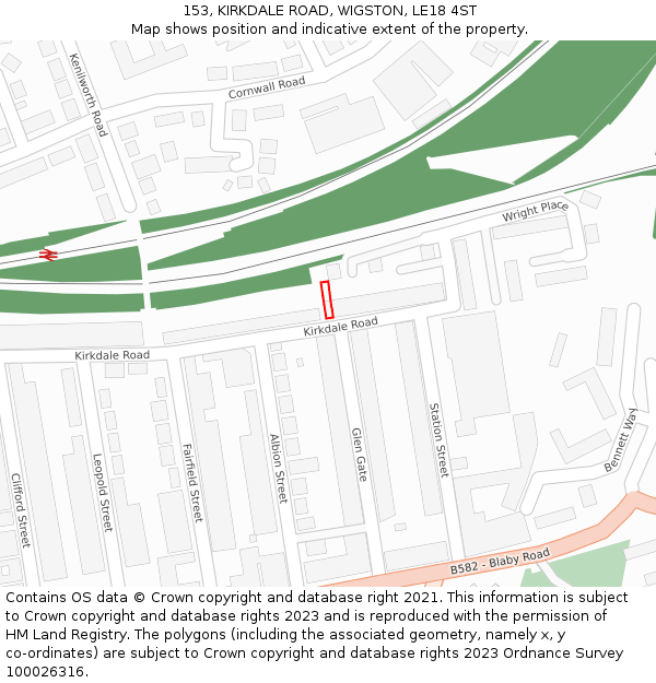 153, KIRKDALE ROAD, WIGSTON, LE18 4ST: Location map and indicative extent of plot