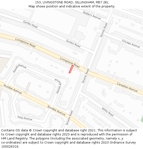 153, LIVINGSTONE ROAD, GILLINGHAM, ME7 2EL: Location map and indicative extent of plot