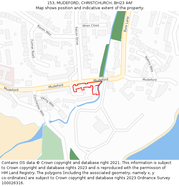 153, MUDEFORD, CHRISTCHURCH, BH23 4AF: Location map and indicative extent of plot