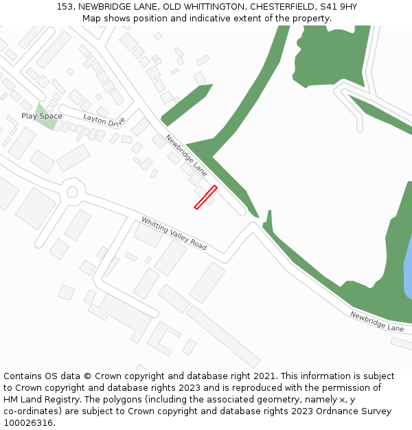 153, NEWBRIDGE LANE, OLD WHITTINGTON, CHESTERFIELD, S41 9HY: Location map and indicative extent of plot