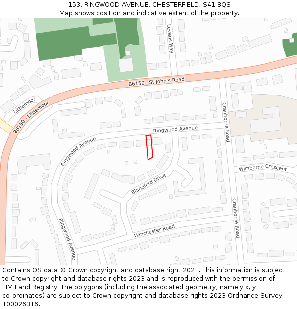 153, RINGWOOD AVENUE, CHESTERFIELD, S41 8QS: Location map and indicative extent of plot