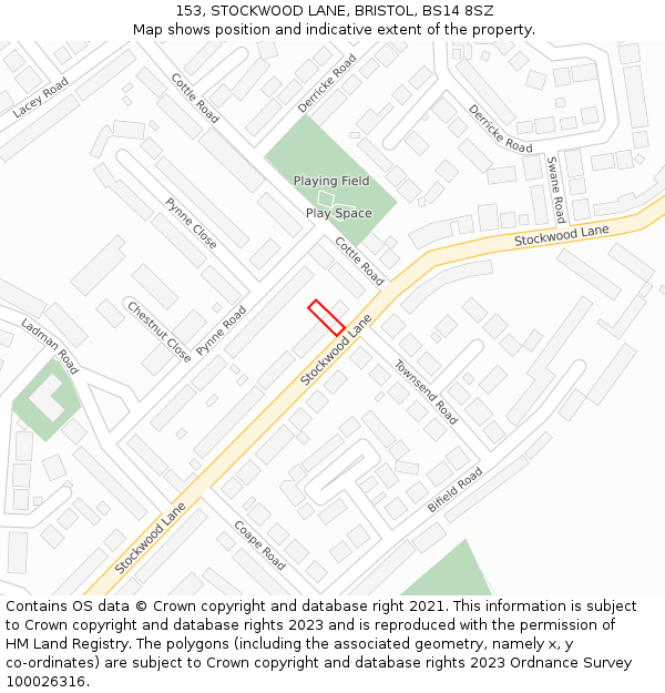 153, STOCKWOOD LANE, BRISTOL, BS14 8SZ: Location map and indicative extent of plot
