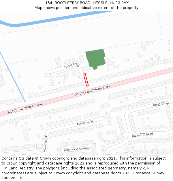 154, BOOTHFERRY ROAD, HESSLE, HU13 9AX: Location map and indicative extent of plot
