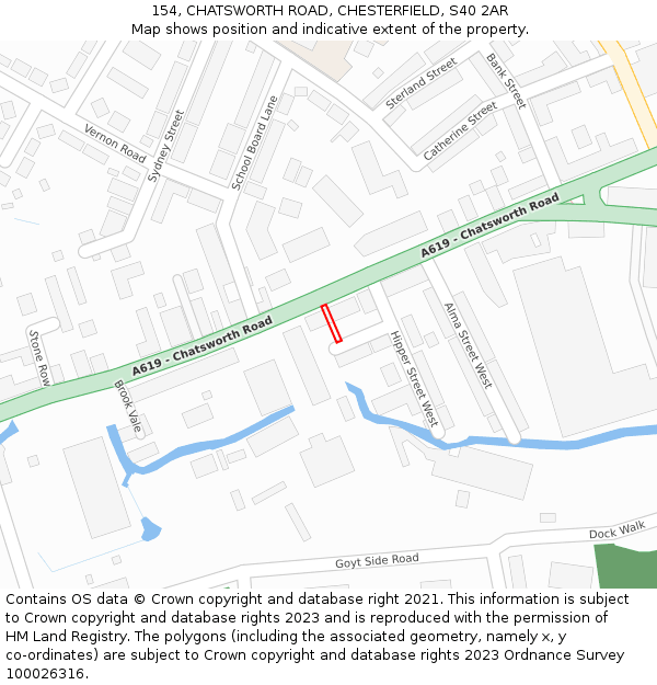 154, CHATSWORTH ROAD, CHESTERFIELD, S40 2AR: Location map and indicative extent of plot