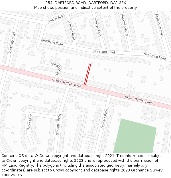 154, DARTFORD ROAD, DARTFORD, DA1 3EX: Location map and indicative extent of plot