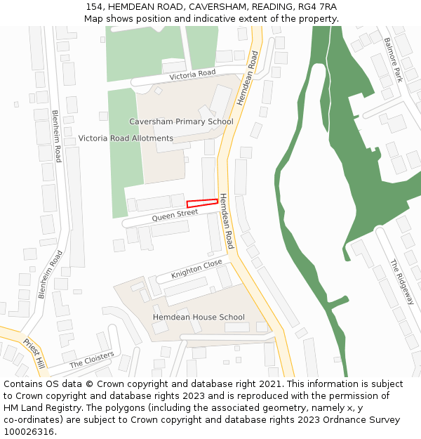 154, HEMDEAN ROAD, CAVERSHAM, READING, RG4 7RA: Location map and indicative extent of plot