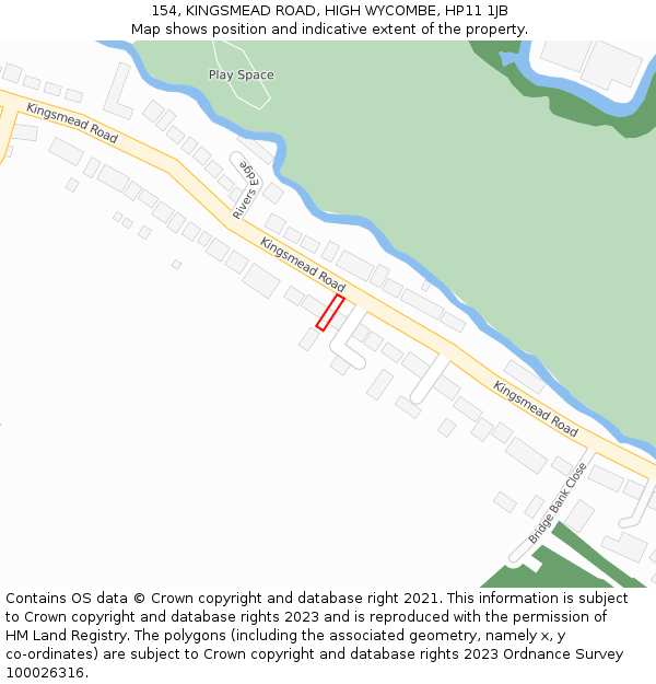 154, KINGSMEAD ROAD, HIGH WYCOMBE, HP11 1JB: Location map and indicative extent of plot