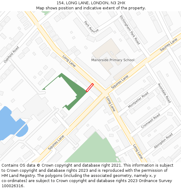 154, LONG LANE, LONDON, N3 2HX: Location map and indicative extent of plot
