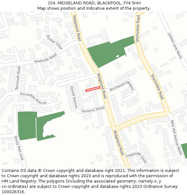 154, MIDGELAND ROAD, BLACKPOOL, FY4 5HH: Location map and indicative extent of plot
