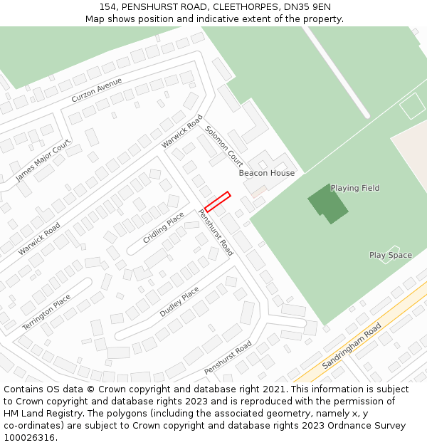 154, PENSHURST ROAD, CLEETHORPES, DN35 9EN: Location map and indicative extent of plot