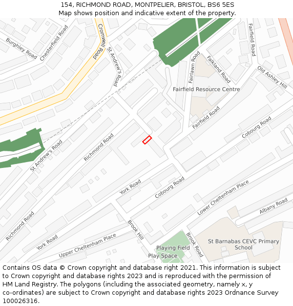 154, RICHMOND ROAD, MONTPELIER, BRISTOL, BS6 5ES: Location map and indicative extent of plot