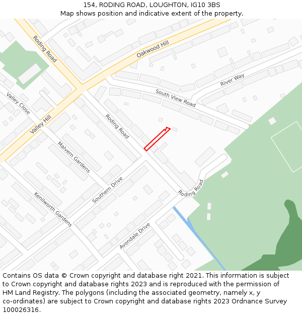 154, RODING ROAD, LOUGHTON, IG10 3BS: Location map and indicative extent of plot
