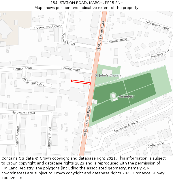 154, STATION ROAD, MARCH, PE15 8NH: Location map and indicative extent of plot