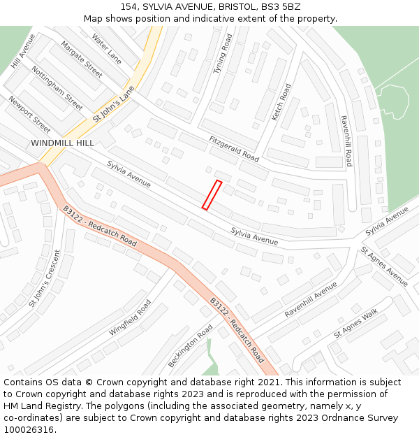 154, SYLVIA AVENUE, BRISTOL, BS3 5BZ: Location map and indicative extent of plot