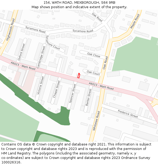 154, WATH ROAD, MEXBOROUGH, S64 9RB: Location map and indicative extent of plot
