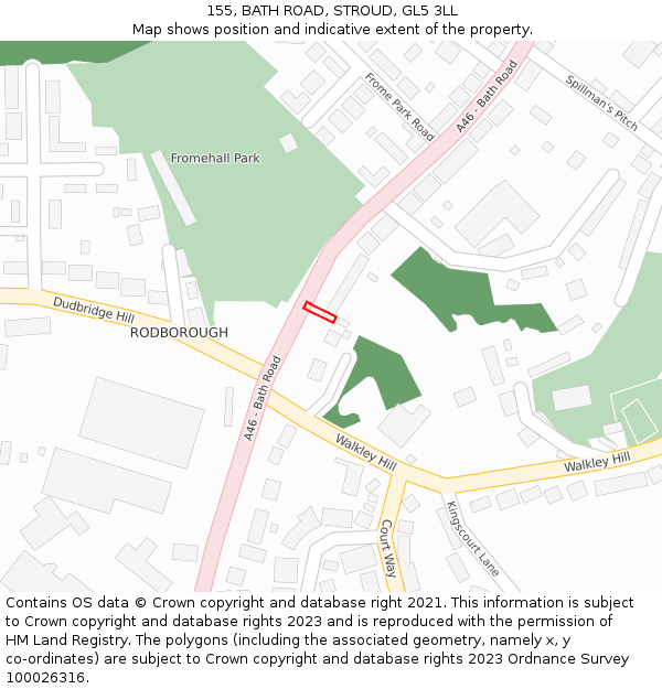 155, BATH ROAD, STROUD, GL5 3LL: Location map and indicative extent of plot