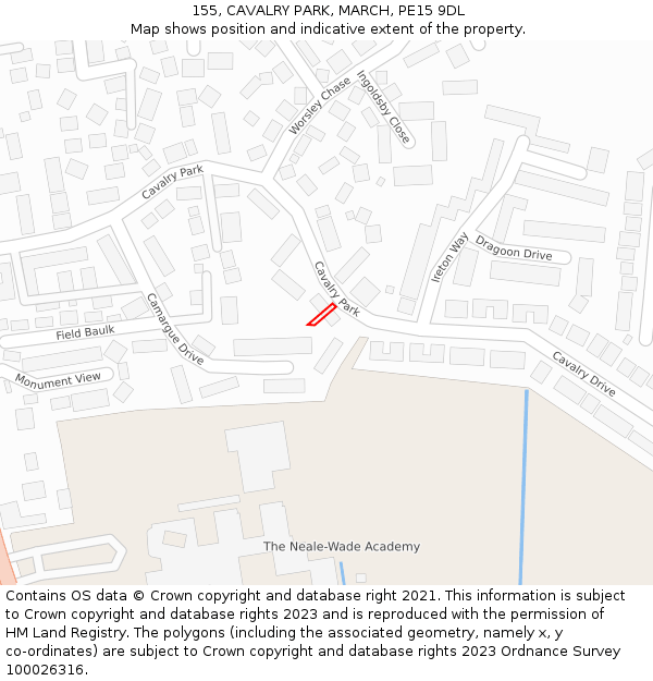 155, CAVALRY PARK, MARCH, PE15 9DL: Location map and indicative extent of plot