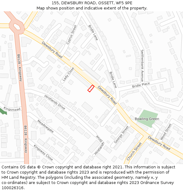 155, DEWSBURY ROAD, OSSETT, WF5 9PE: Location map and indicative extent of plot