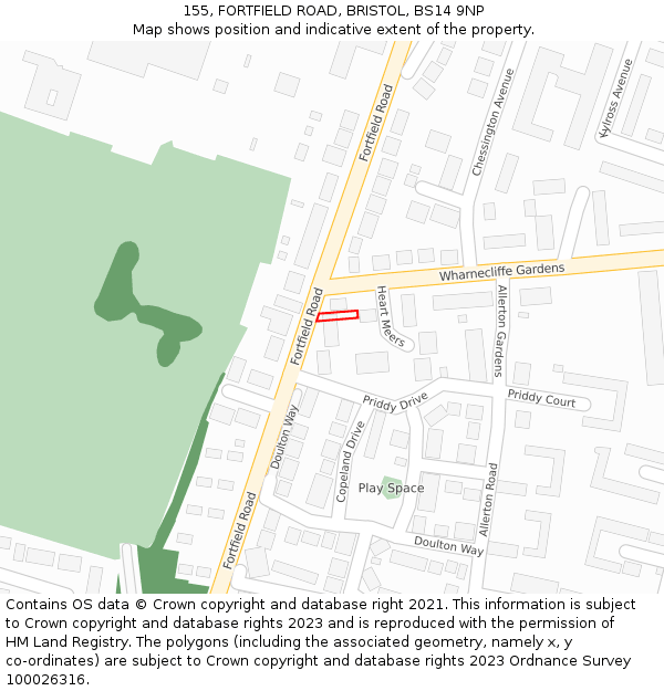 155, FORTFIELD ROAD, BRISTOL, BS14 9NP: Location map and indicative extent of plot