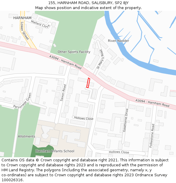 155, HARNHAM ROAD, SALISBURY, SP2 8JY: Location map and indicative extent of plot
