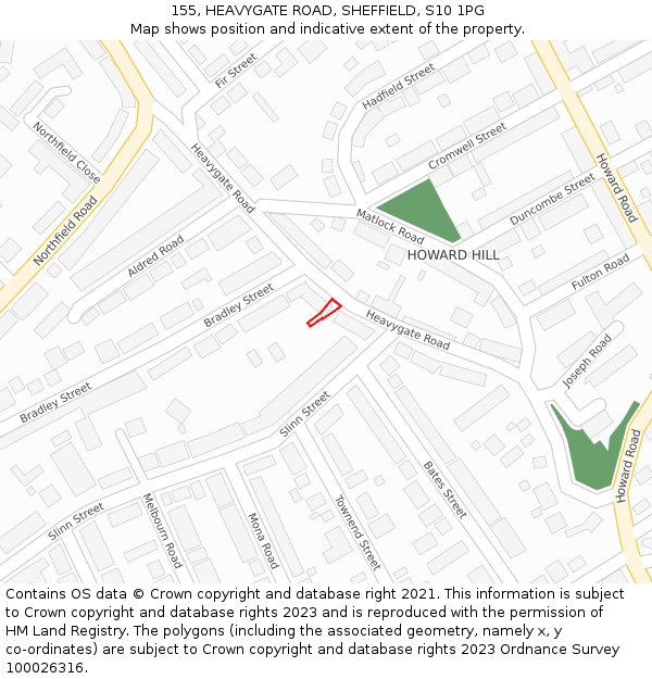155, HEAVYGATE ROAD, SHEFFIELD, S10 1PG: Location map and indicative extent of plot