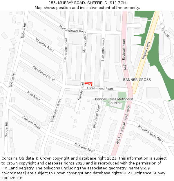 155, MURRAY ROAD, SHEFFIELD, S11 7GH: Location map and indicative extent of plot