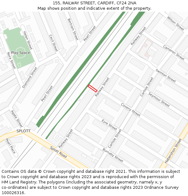 155, RAILWAY STREET, CARDIFF, CF24 2NA: Location map and indicative extent of plot