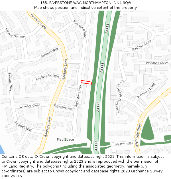 155, RIVERSTONE WAY, NORTHAMPTON, NN4 9QW: Location map and indicative extent of plot