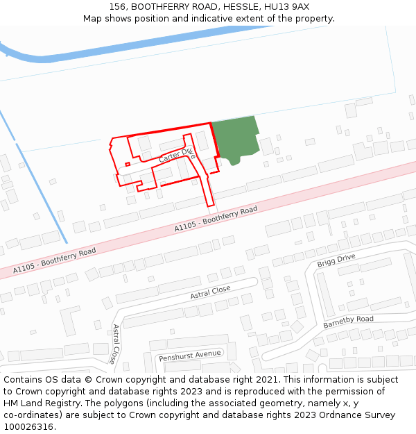 156, BOOTHFERRY ROAD, HESSLE, HU13 9AX: Location map and indicative extent of plot