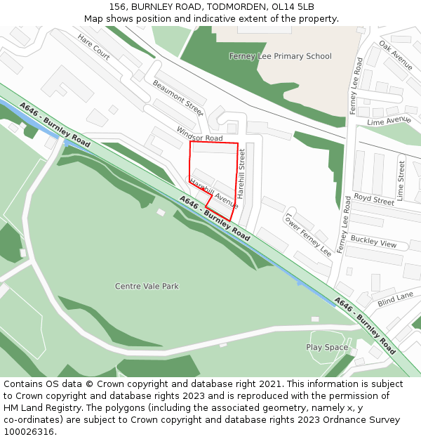 156, BURNLEY ROAD, TODMORDEN, OL14 5LB: Location map and indicative extent of plot