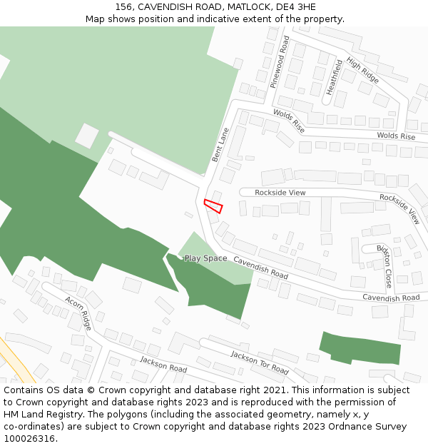 156, CAVENDISH ROAD, MATLOCK, DE4 3HE: Location map and indicative extent of plot