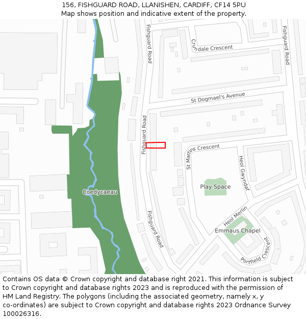 156, FISHGUARD ROAD, LLANISHEN, CARDIFF, CF14 5PU: Location map and indicative extent of plot