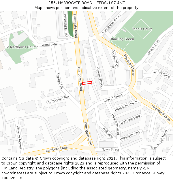 156, HARROGATE ROAD, LEEDS, LS7 4NZ: Location map and indicative extent of plot