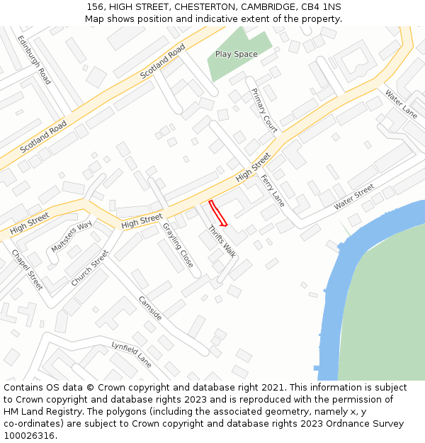 156, HIGH STREET, CHESTERTON, CAMBRIDGE, CB4 1NS: Location map and indicative extent of plot