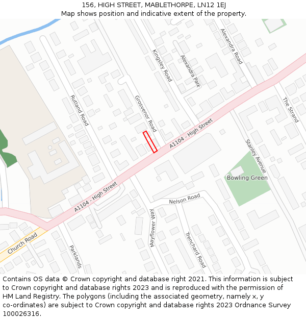 156, HIGH STREET, MABLETHORPE, LN12 1EJ: Location map and indicative extent of plot
