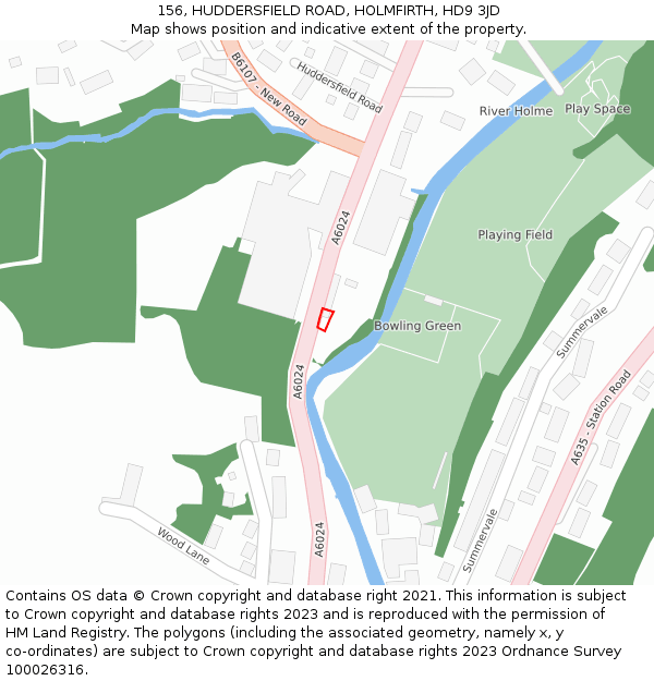 156, HUDDERSFIELD ROAD, HOLMFIRTH, HD9 3JD: Location map and indicative extent of plot