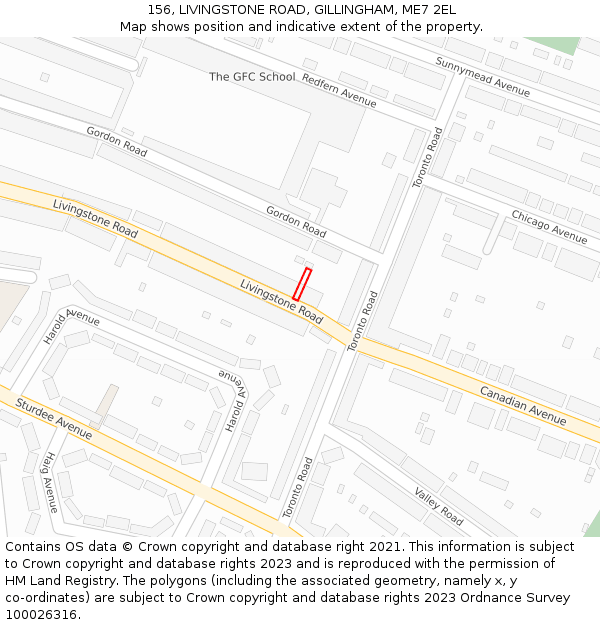 156, LIVINGSTONE ROAD, GILLINGHAM, ME7 2EL: Location map and indicative extent of plot