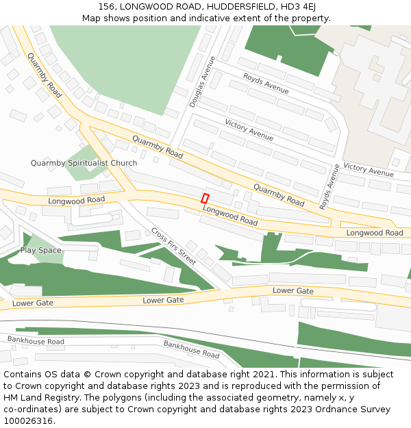 156, LONGWOOD ROAD, HUDDERSFIELD, HD3 4EJ: Location map and indicative extent of plot