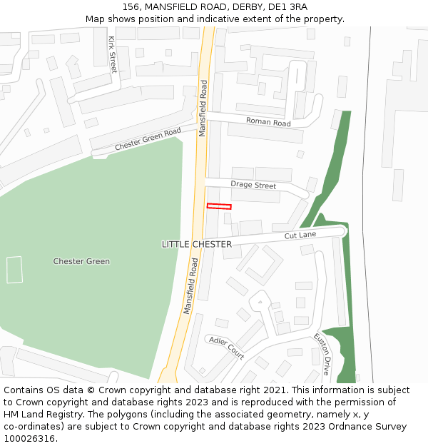 156, MANSFIELD ROAD, DERBY, DE1 3RA: Location map and indicative extent of plot